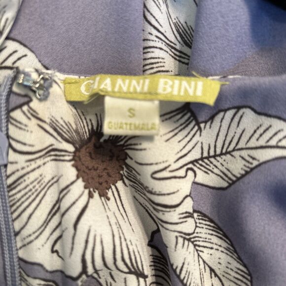 Gianni Bini Small Periwinkle Floral Ruffle Hem Tie Front Dress Sleeveless - Picture 11 of 15